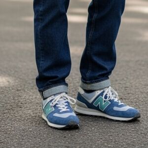 New Balance Suede Platform GYM Shoes SNEAKERS men's 11.5" BLUE & GREY